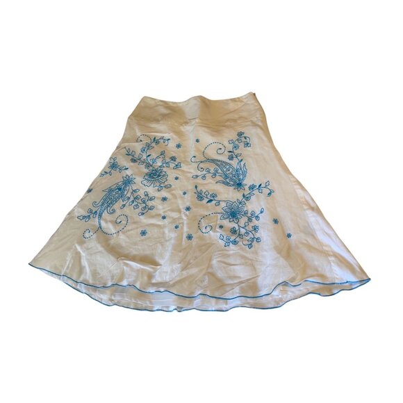 Nine & Company linen Floral Embroidered A-Line Flared Flowy Sz 8  fairy coquette - Picture 1 of 10